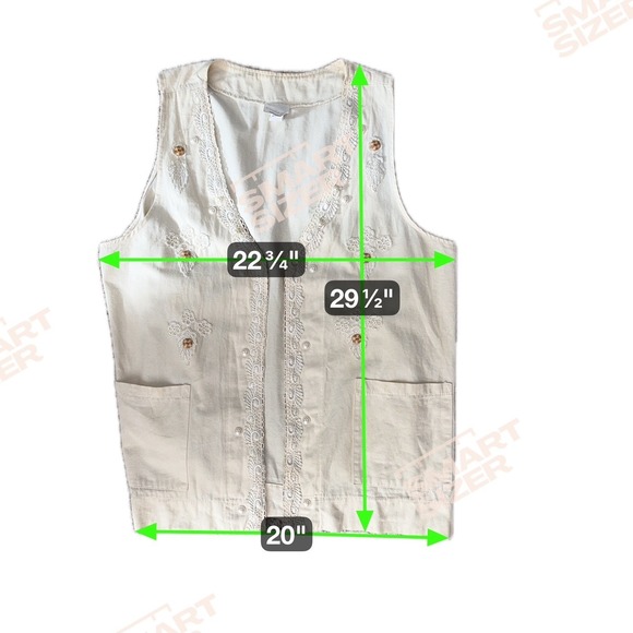 Frans Cream Cotton Vest Lace Pearl Detail Cottagecore Boho Y2K Size L - Picture 11 of 11